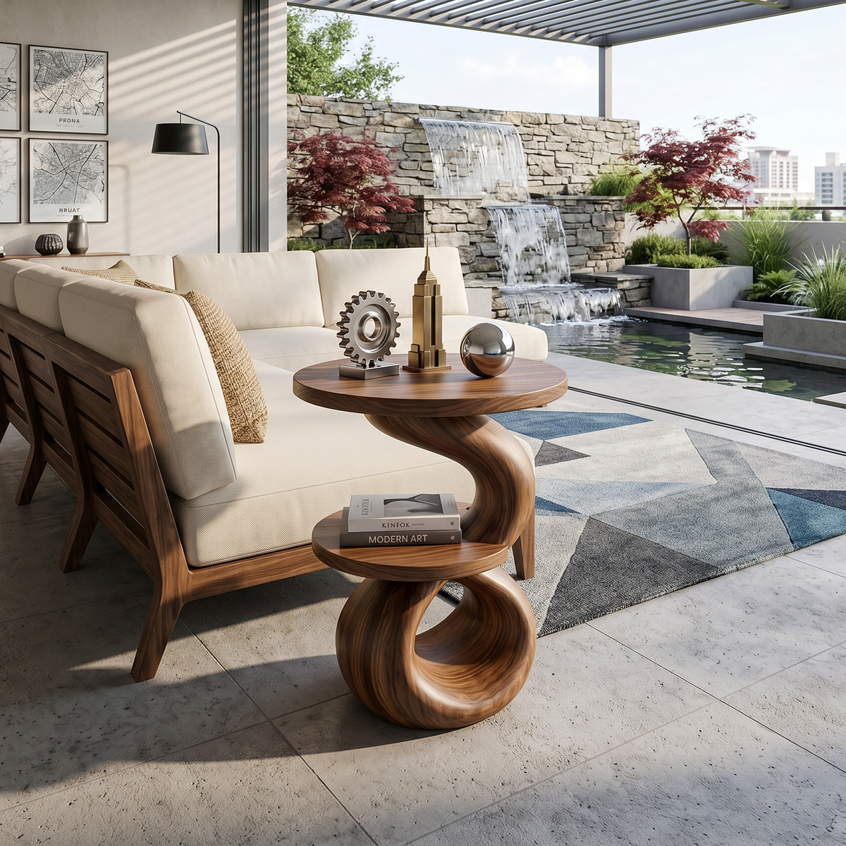 Modern Sculptural Side Table Outdoor Lounge