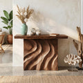 Mid Century Sculpted Base Console Table For Reception Area
