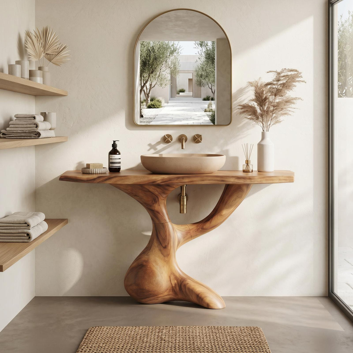 Handcrafted Solid Vanity For Timeless Bathroom Use SILDTTNBRV003