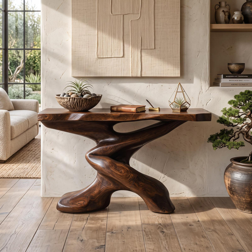 Rustic Farmhouse Solid Wood Console Table, Handcrafted Entryway Hallway Accent Table for Home Design
