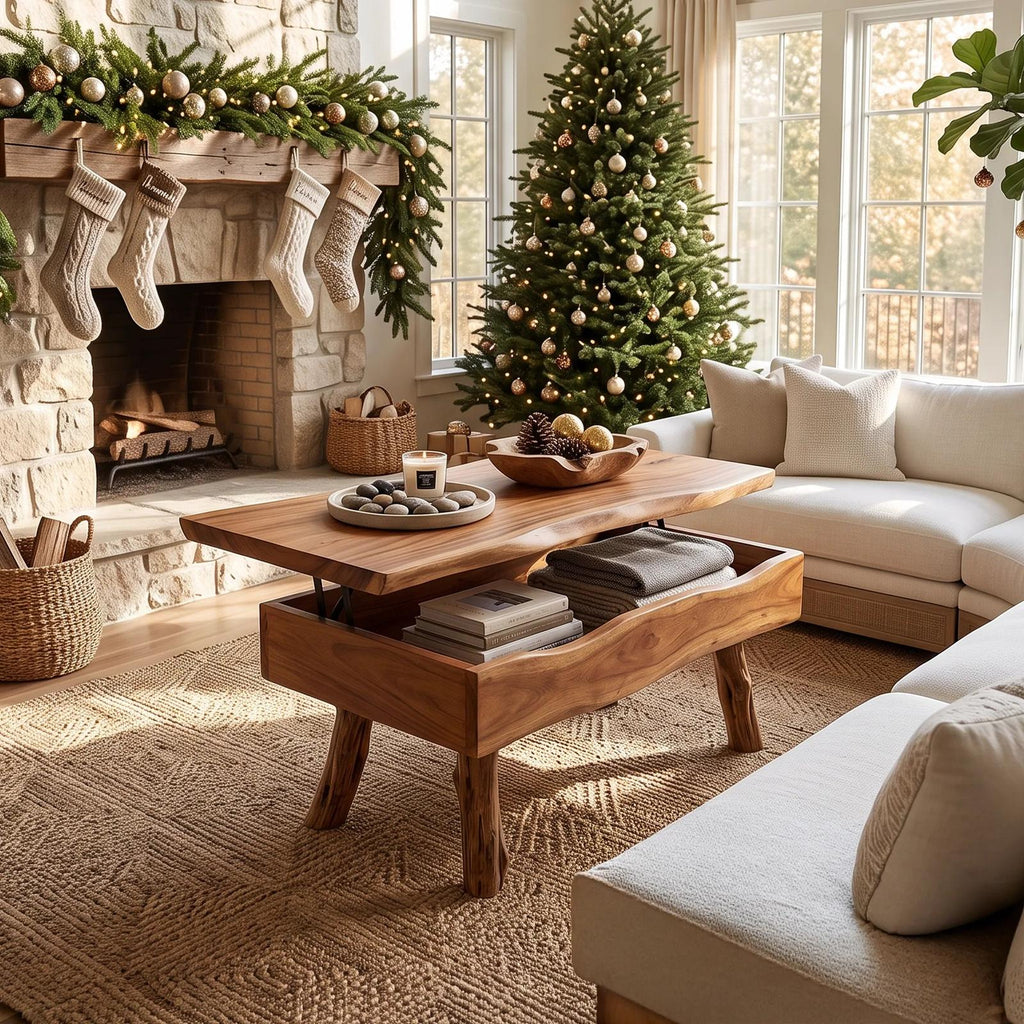 Rustic Xmas Live Edge Coffee Table Mountain Lodge