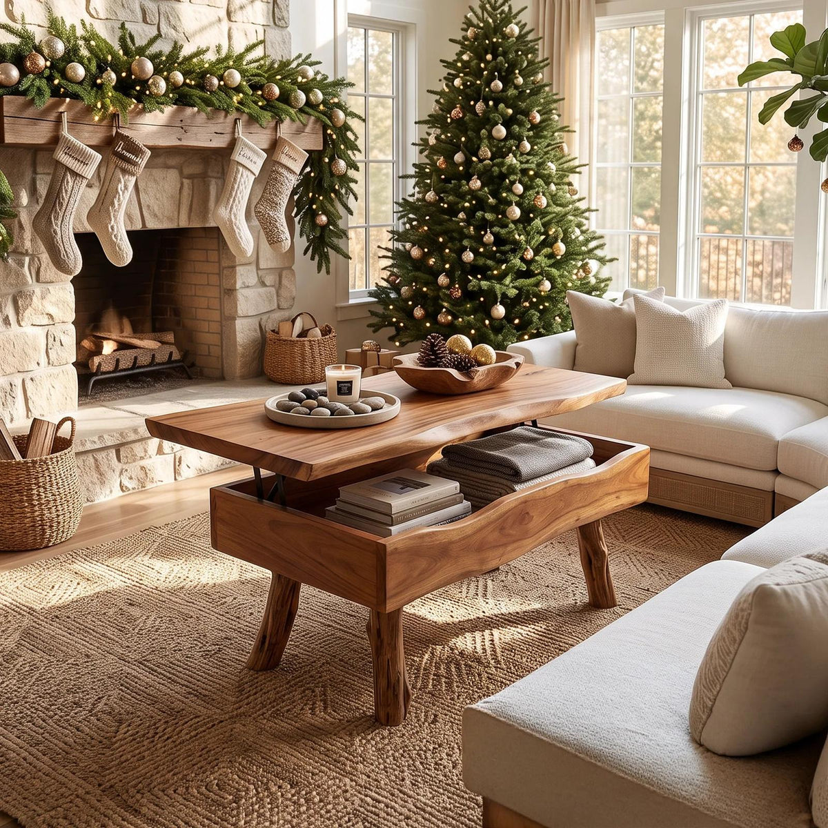 Rustic Xmas Live Edge Coffee Table Mountain Lodge
