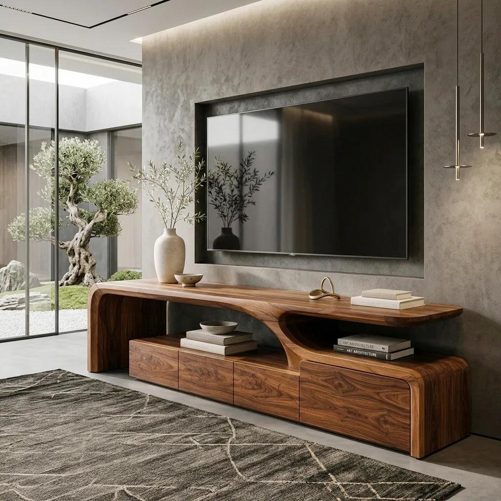 Contemporary Sculptural TV Console For Living Room