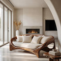 Organic Sculptural Sofa, Contemporary Solid Wood Settee, Modern Designer Couch for Living Room Lounge Space