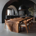 Organic Wabi Sabi Dining Table, Handcrafted Solid Wood Kitchen Dining Table for Modern Dining Room, Model