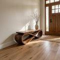 Infinity Loop Sculptural Bench, Contemporary Handcrafted Solid Wood Curved Bench Seat for Entryway & Living Room