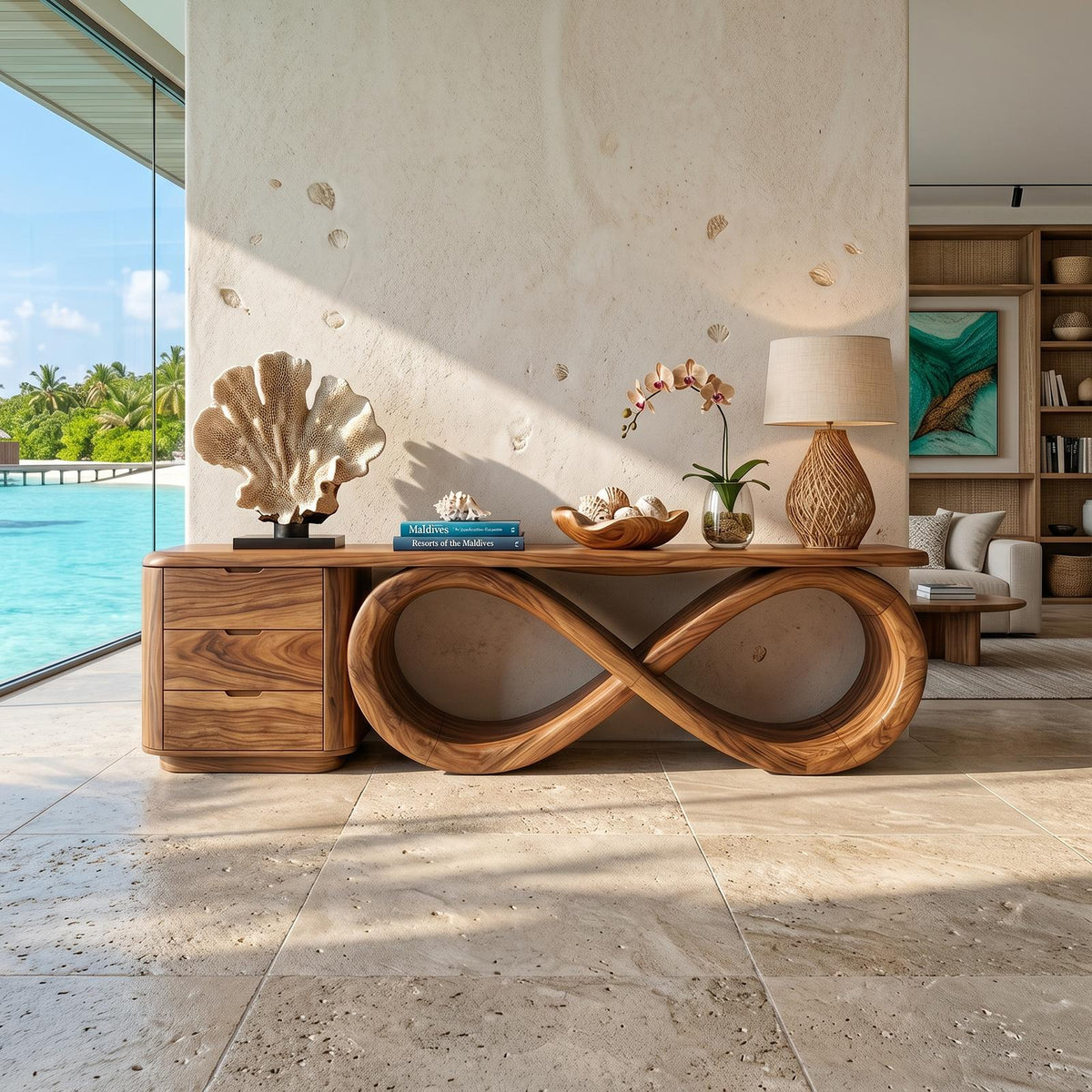 Modern Black Tree Console Table Luxury Residence