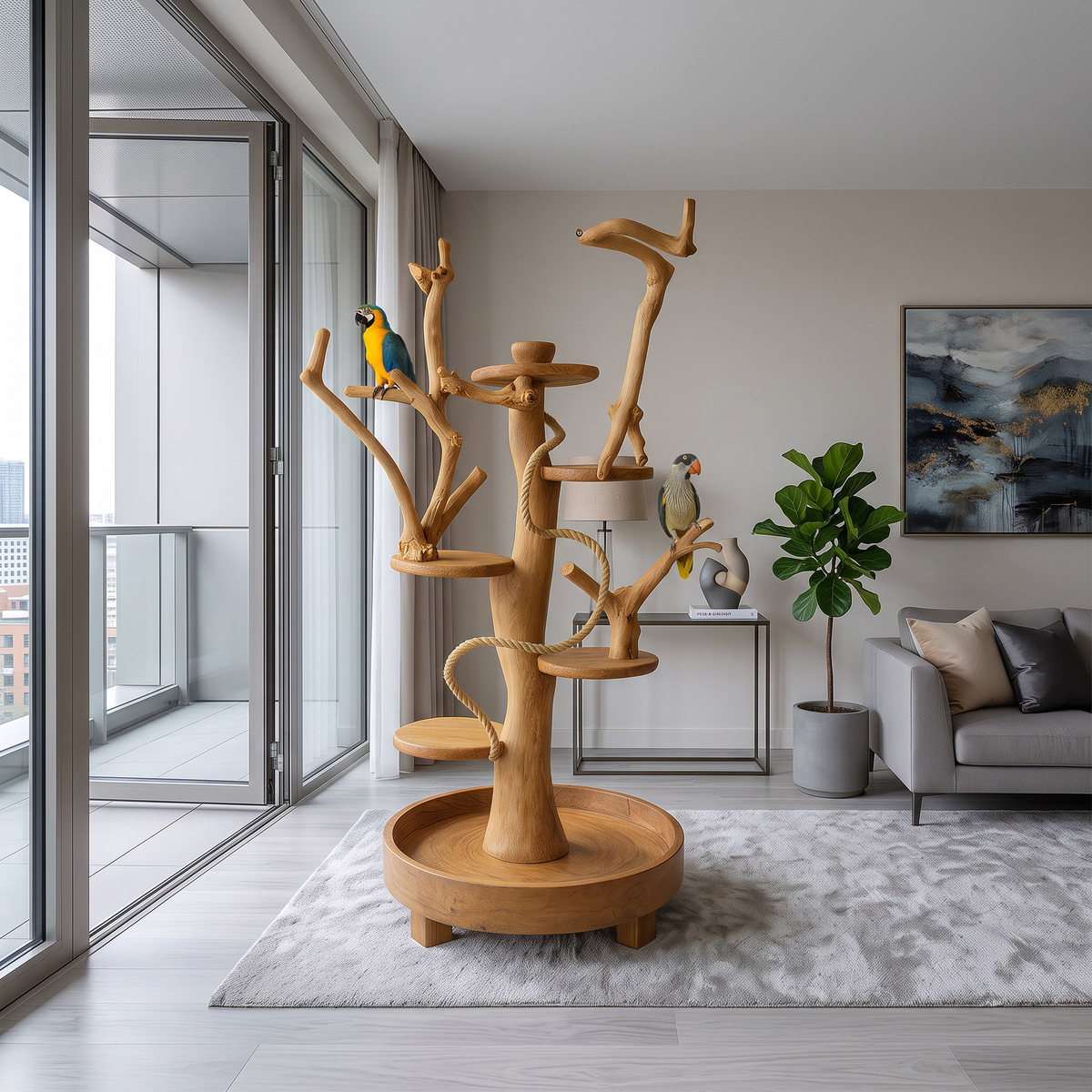 Natural Tree Parrot Playground For Living Room And Bird Space