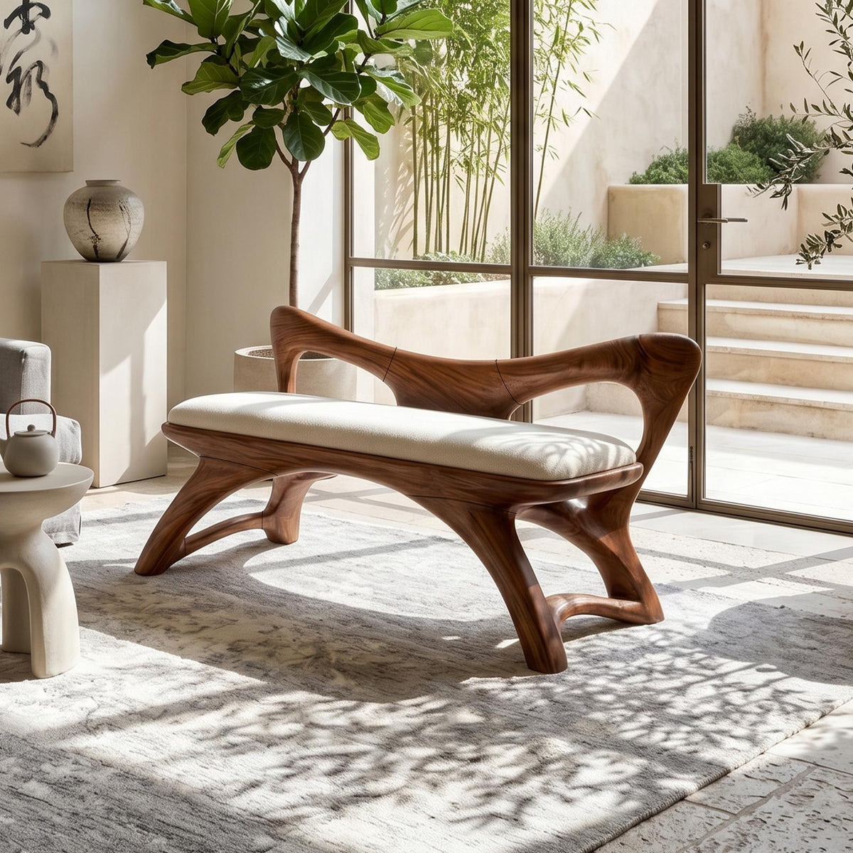 Organic Modern Wooden Bench Luxury Entryway SILDTTRBEN053