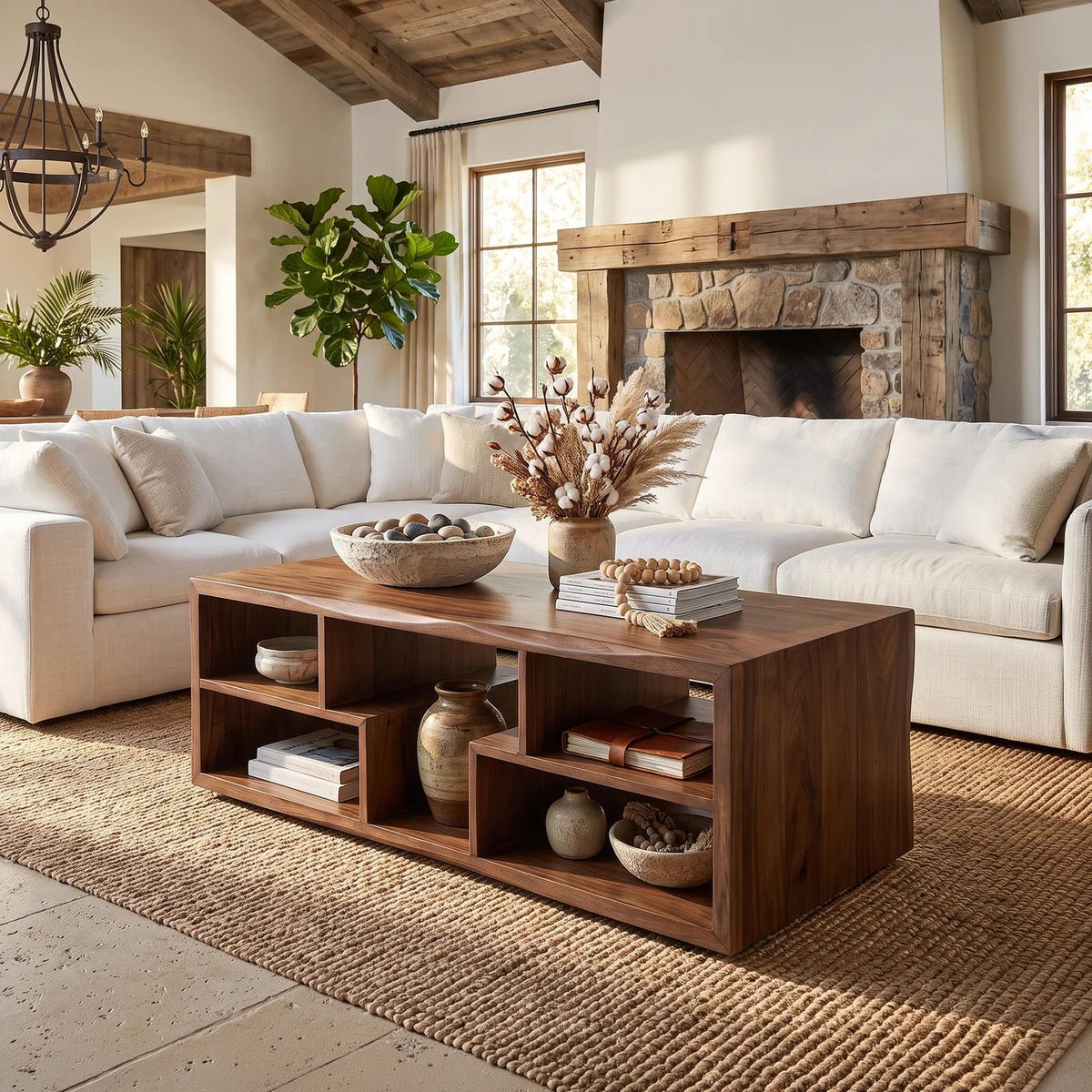 Rustic Storage Coffee Table Modern Farmhouse