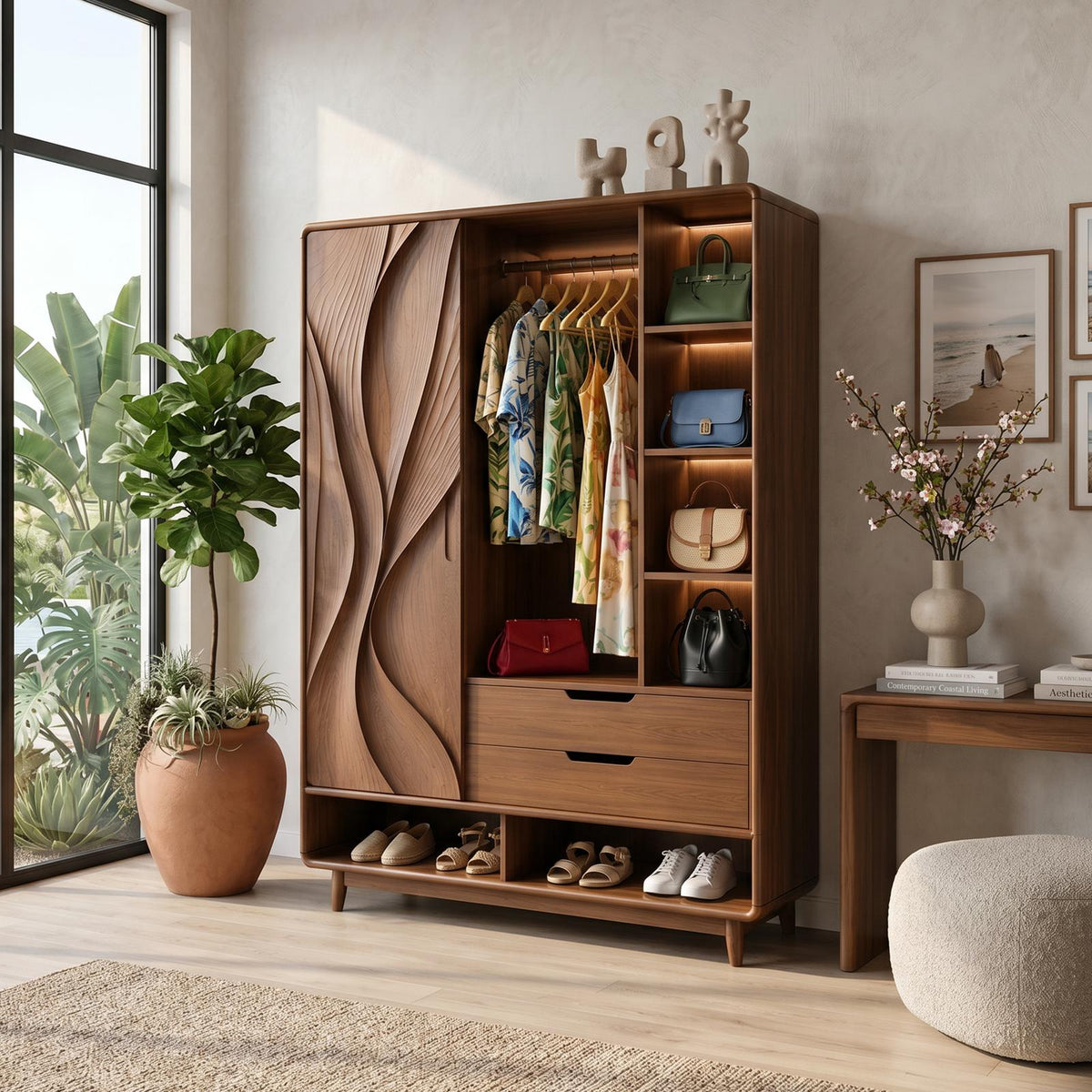 Contemporary Sculptural Form Armoire For Luxury Bedroom Interior SILDTTNWDE002