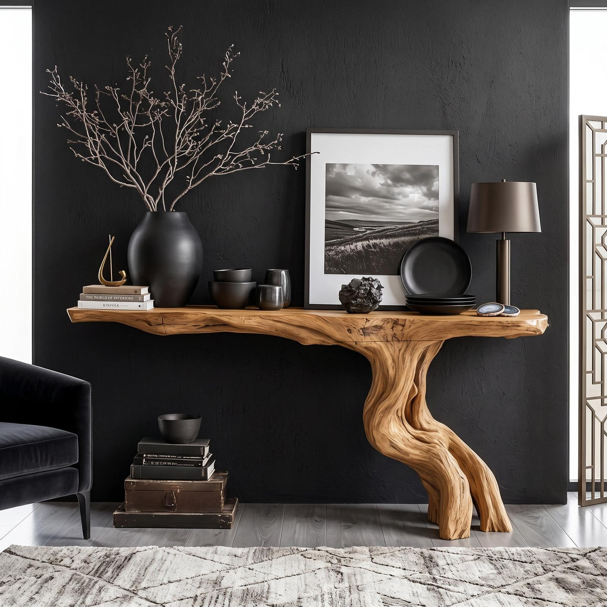 Rustic Console Table Driftwood Live Edge Natural Wood Gift