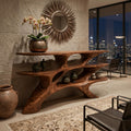 Minimalist Sculptural Wooden Console Table For Living Room