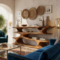 Rustic Wooden Console Table With Tiers For Living Decor