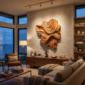 Organic Wood Wall Art Wave Design For Luxury Living Room