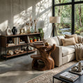 Elegant Wooden Side Table with Layered Shelf, Handcrafted Solid Wood End Table & Nightstand for Living Room, Model