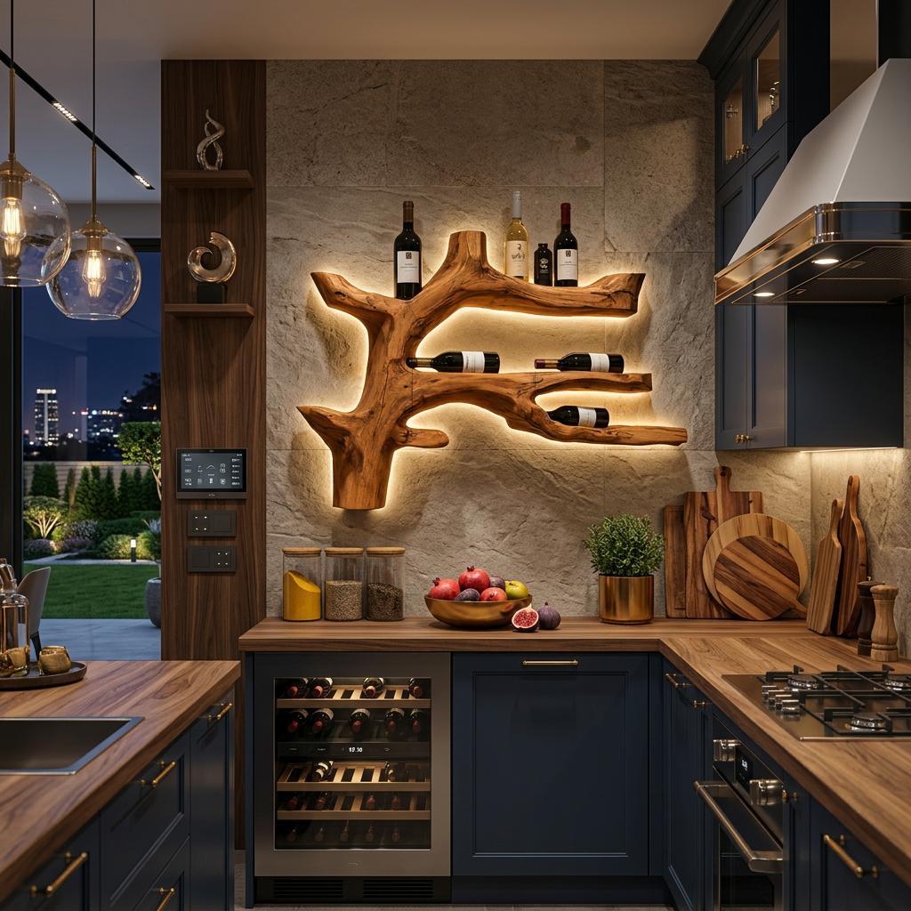 Modern Branch Wine Bottle Holder Wall Mount For Dining Wall Decor