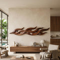 Scandinavian Relief Wood Wall Art, 3D Textured Minimalist Wall Decor Panel for Sitting Room and Dining Area