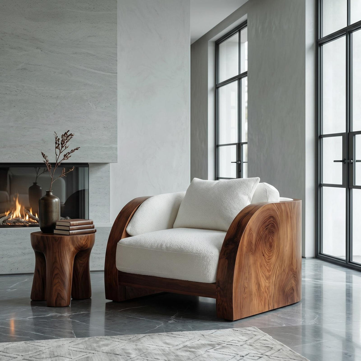 Minimalist Curved Frame Armchair For Contemporary Home