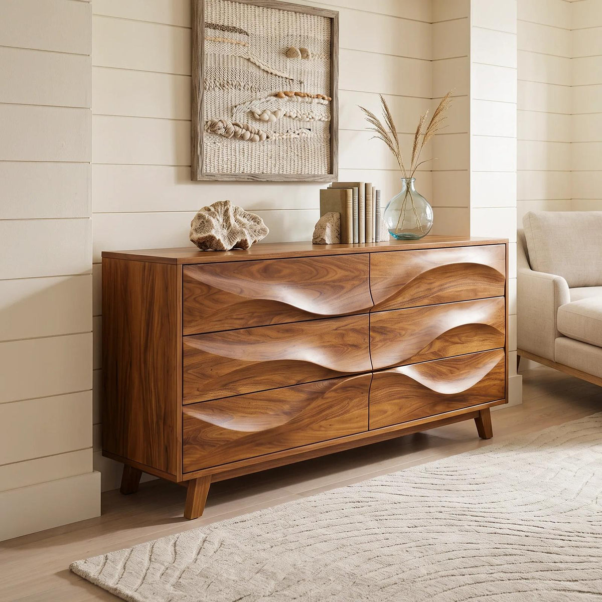 Minimalist Wave Closet Dresser For Modern Bedroom SILDTTNDR005