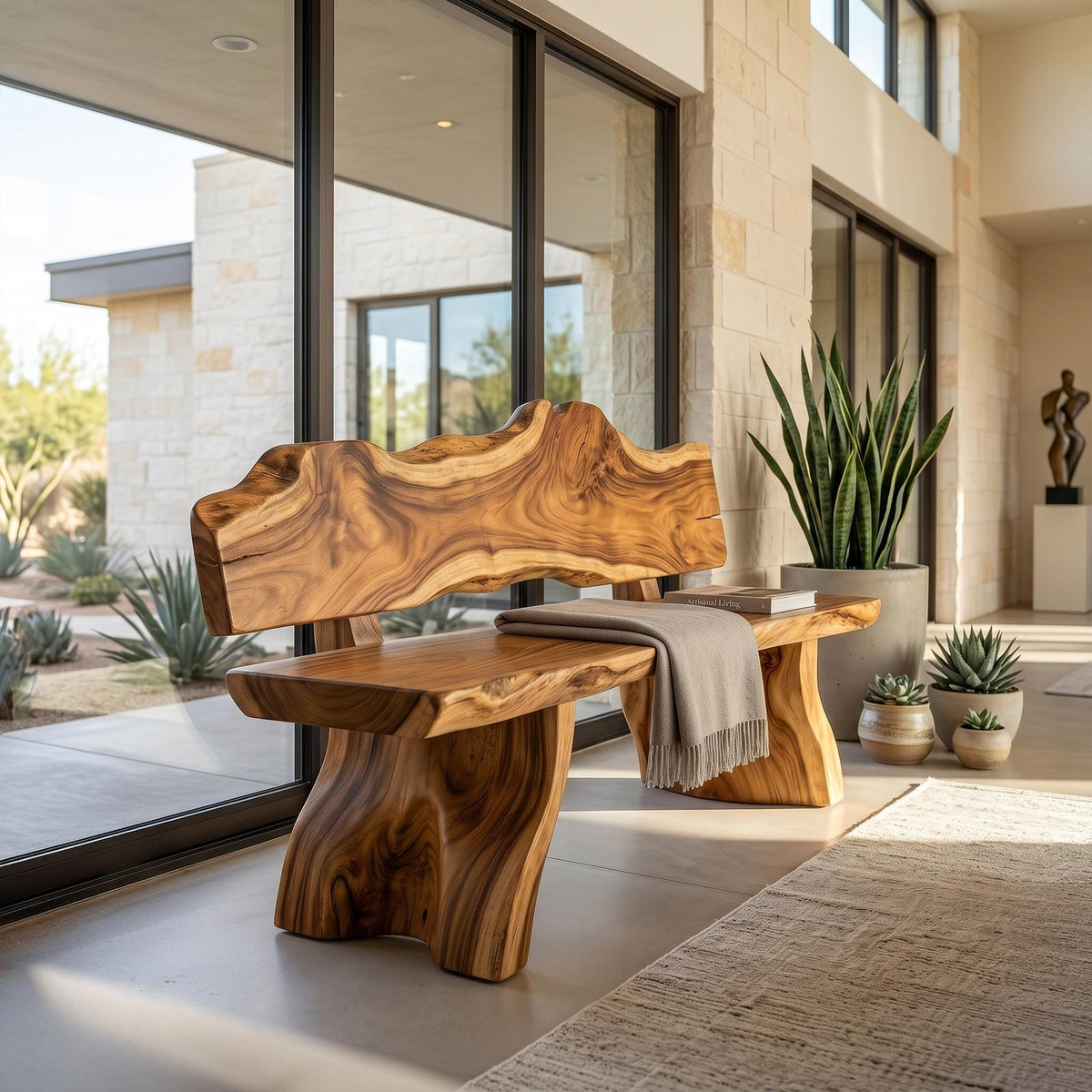 Rustic Live Edge Bench Contemporary Foyer SILDTTRBEN054