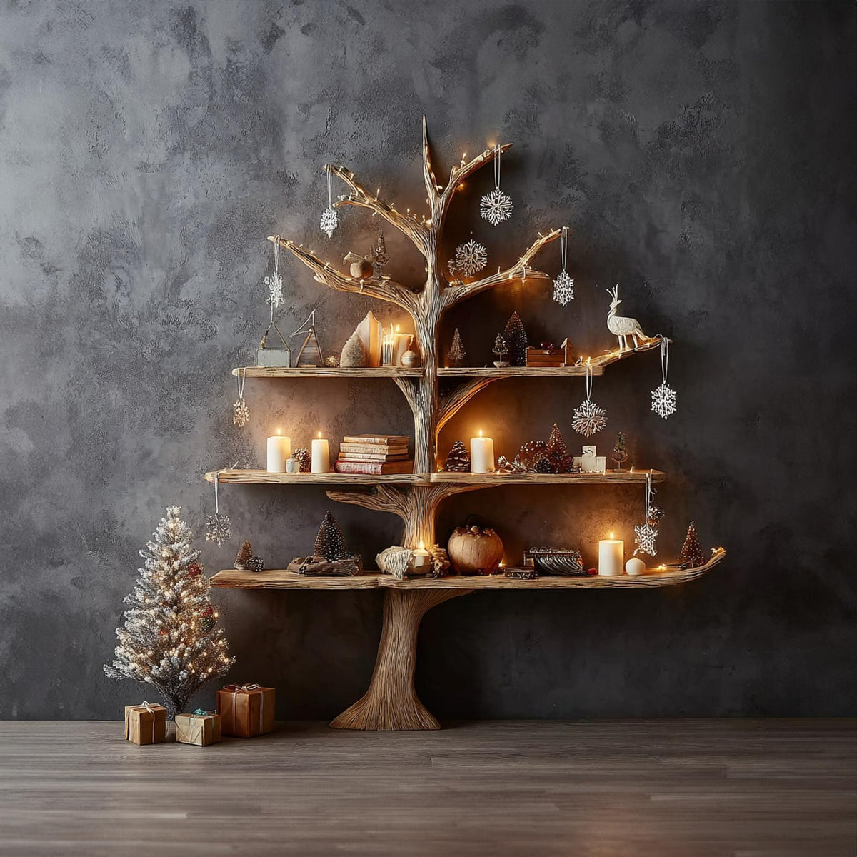 Rustic Tree Bookshelf Seasonal Home Office Living