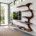 Organic Natural Wood TV Shelf For Living Space