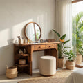 Spry Interior Rustic Dressing Table, Natural Solid Wood Makeup Vanity Desk with Drawers for Bedroom, SILDTTRMV007