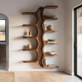 Organic Sculptural Wooden Wall Mounted Floating Shelf, Handcrafted Solid Wood Display for Living Room