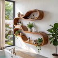 Japandi Wooden Wall Mounted Shelves for Bathroom