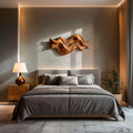 Modern Wooden Wall Clock, Organic Wave Solid Wood Hanging Art Timepiece for Cozy Bedroom Decor