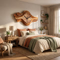 Organic Wooden Wall Clock, Sculptural Wave Design Wood Clock for Bedroom, Living Room & Office Wall Decor