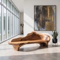 Sculptural Solid Wood Bench with Organic Design, Handcrafted Accent Seating for Living Room, Entryway & Bedroom