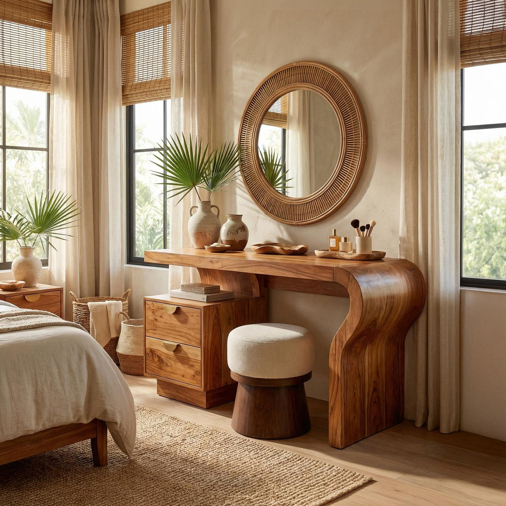 Spry Interior Minimalist Wood Vanity Table, Modern Dressing Desk & Makeup Vanity for Bedroom & Walk-In Closet, SILDTTRMV015