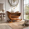 Farmhouse Christmas Console Table With Sleigh Inspired Scroll Design For Entryway And Living Room