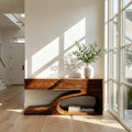 Contemporary Wooden Console Table with Unique Base, Handcrafted Entryway Table for Living Room & Hallway, Model