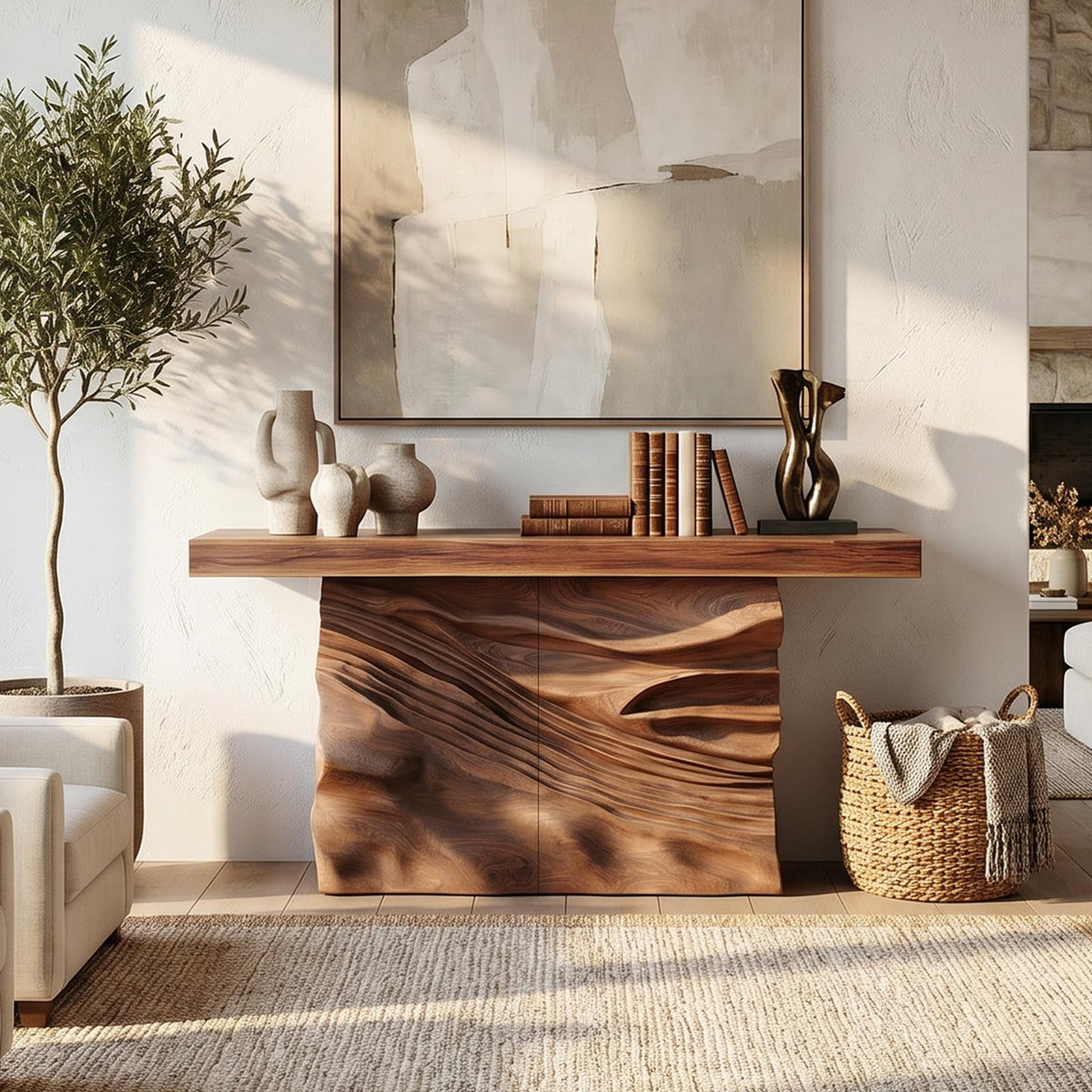 Minimalist Live Form Console Table For Apartment Interior Design