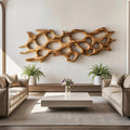 Organic Wooden Wall Art Sculpture, Handcrafted Abstract Carving 3D Hanging Wood Panel Panel for Living Room Lounge