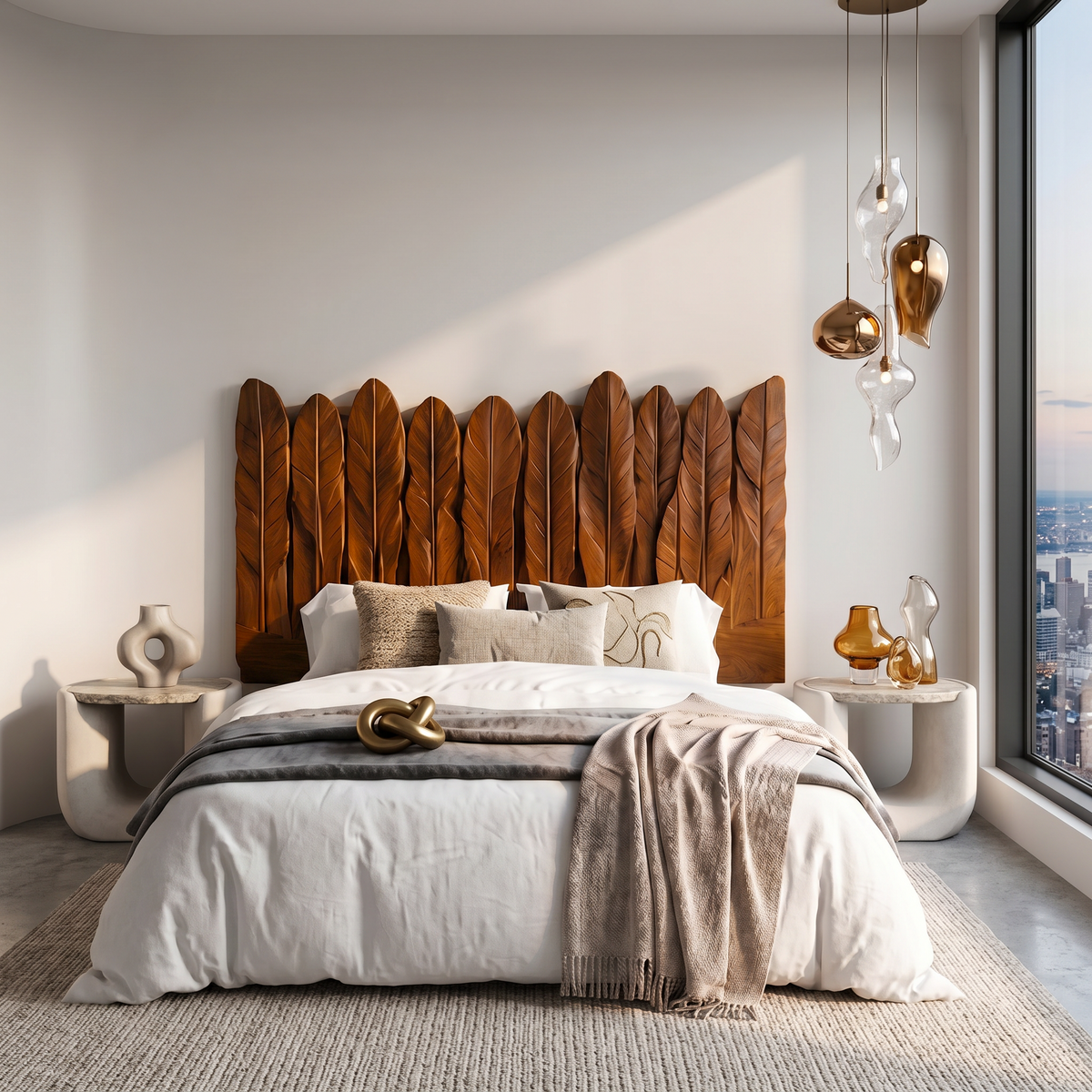 Rustic Live Edge Headboard Wooden Bed Headboard For Bedroom SINLSAHB041