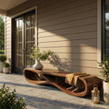 Organic Wooden Bench, Sculptural Curved Solid Wood Base Bench Seat for Entryway Hallway & Living Room Accent
