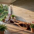 Artistic Wooden Bench, Organic Curved Shape Solid Wood Entryway Bench Seat Accent Furniture for Living Room