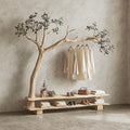 Wall Mount Coat Rack Hall Tree With Bench Shoe Storage