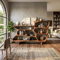 Organic Bookshelf, Handcrafted Modern Wood Multi-Tier Open Storage Display Rack Case for Living Room & Office