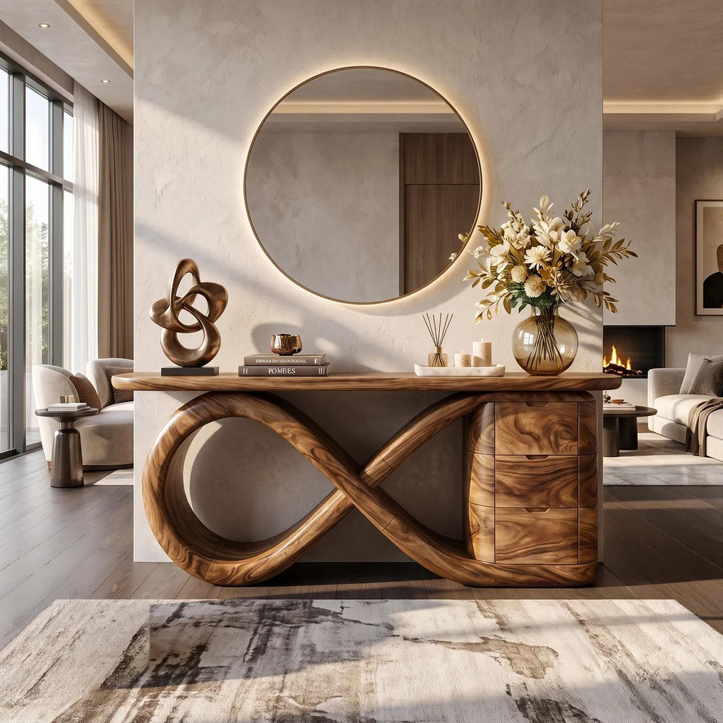 Modern Wave Base Console Table Luxury Bedroom