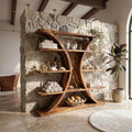 Luxury Organic Wooden Spa Shelf With Sculptural Curved Frame