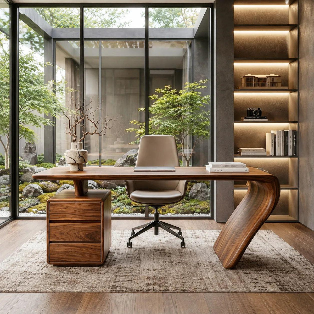 Organic Sculptural Curved Desk For Home Office