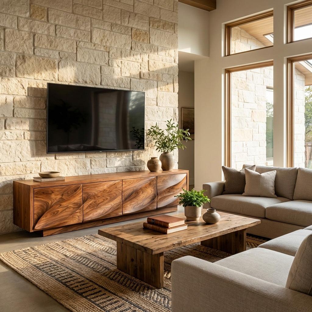 Modern Organic Wood TV Cabinet For Living Room