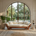 Artistic Wooden Sofa with Sculptural Organic Frame, Contemporary Settee Lounge Couch for Designer Home