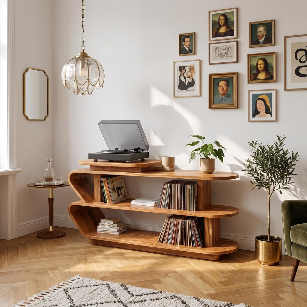 Handcrafted Wood Media Console For Entryway Design