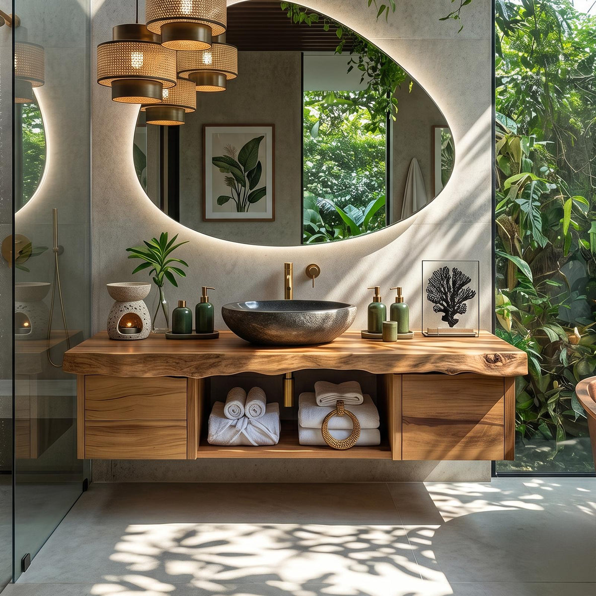 Natural Wood Floating Vanity For Bathroom Upgrade SILDTTRBRV032